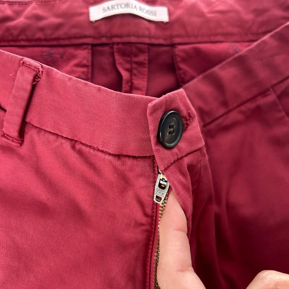 Sartoria Rossi Mens Chino Pants Red Cotton Slim Fit Trousers 30x30